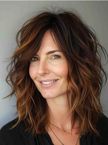 Shoulder Length 12" Layered Wavy Ombre Human Lace Front Wig