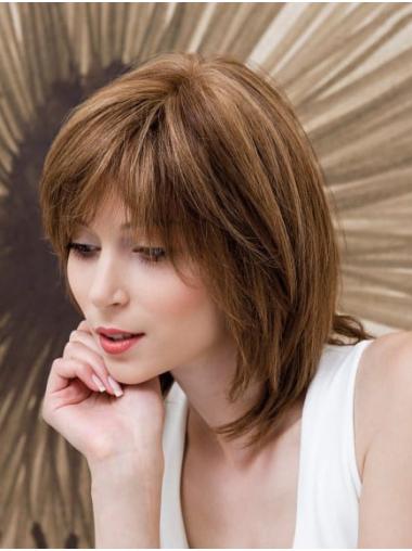 Shoulder Length 12" Remy Human Hair Wig – 100% Hand-Tied for Women