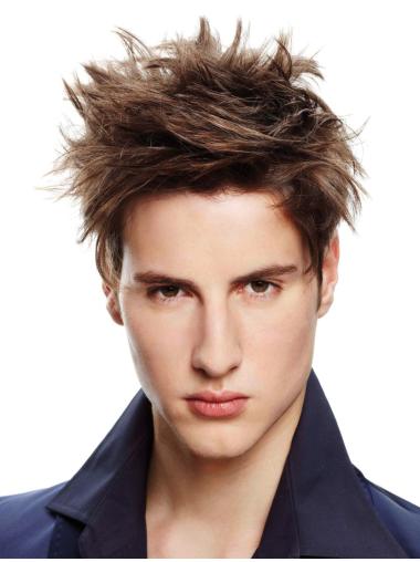 100% Hand-Tied Straight Cropped Wig for Men Human Hair