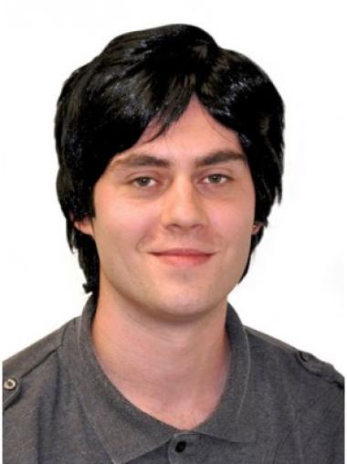 Men’s Capless Straight Synthetic Wig – Natural Black