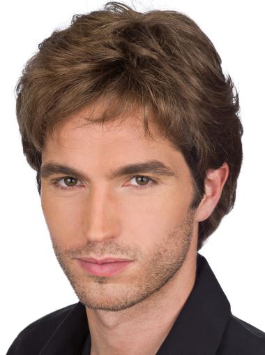100% Hand-Tied Short Straight Wig for Men – Natural Look