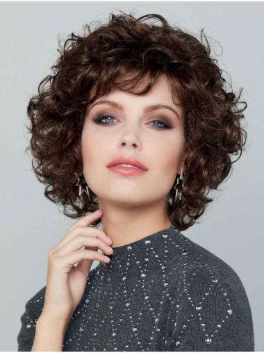 Brown Curly Synthetic Wig – Chin Length, Capless Design