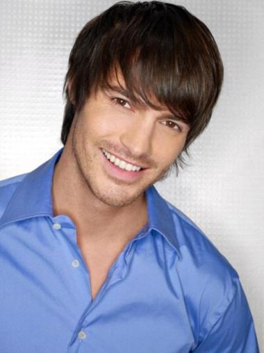 Brown Full Lace 6-Inch Short Real Hair Wig for Men