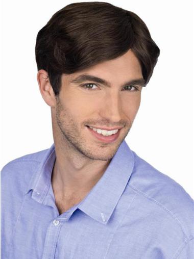 Comfortable 6 Inch Short Real Hair Wig for Men – No Bangs