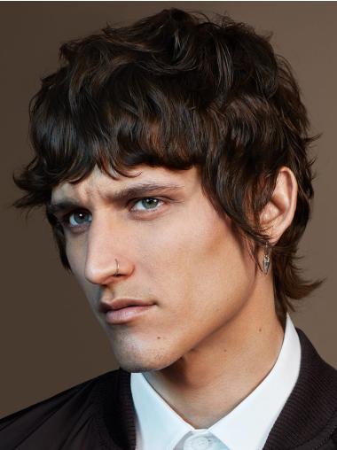 Men’s Curly Wig – 12" Layered Lace Front Remy Human Hair