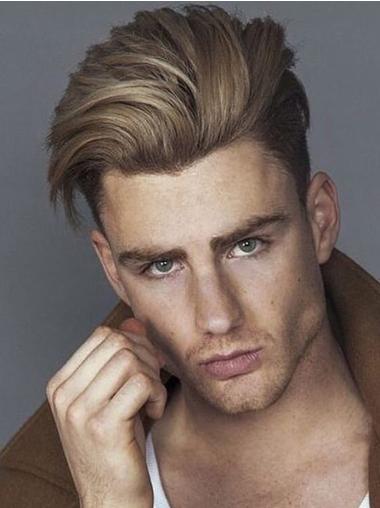 Blonde Straight Human Hair Wig  4" Cropped Men Wigs