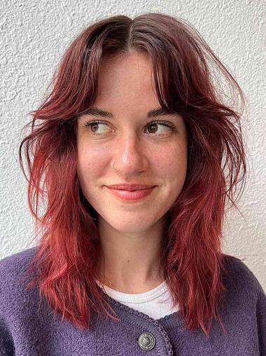 Red Synthetic Wig – 14" Shoulder Length Layered Design