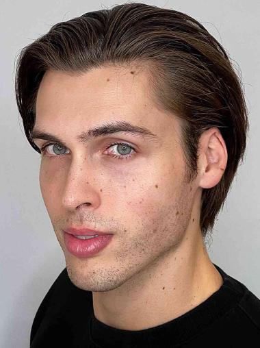 Men’s Brown Straight Lace Front Wigs 6" Short Style