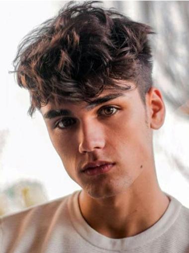 Men’s Brown 4" Cropped Human Hair Wig, Monofilament Fit