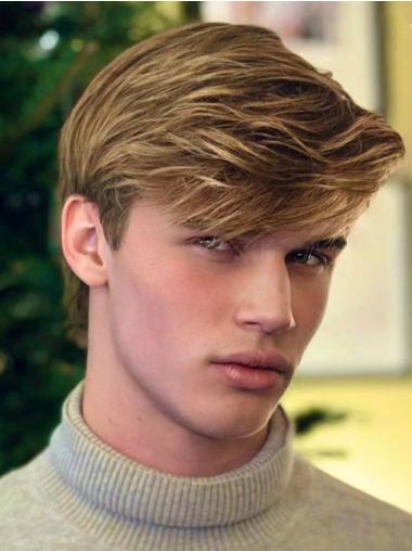 Blonde Remy Human Hair Boycut Straight Lace Front Wig for Men