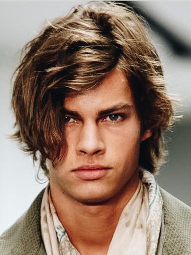 Men's Brown Wavy 8" Synthetic Hair Wig for Sale