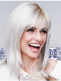 Designed 13 Inch Straight Grey Synthetic Wig for Women