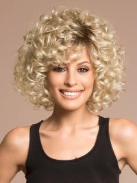 Curly Blonde Medium Length Synthetic Wigs Incredible Style