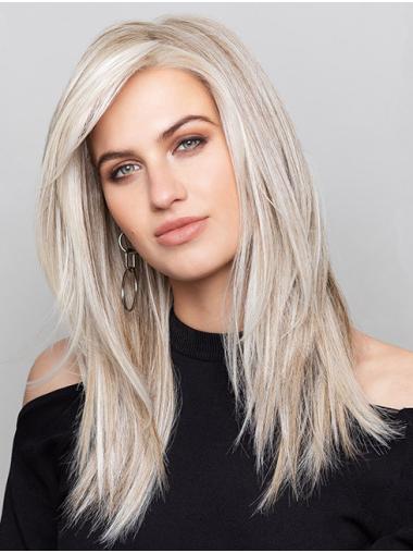 Long Grey Synthetic Wig 16" Straight for Daily Wear