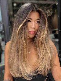 Long Hair Synthetic Wig 18" Straight Ombre Without Bangs