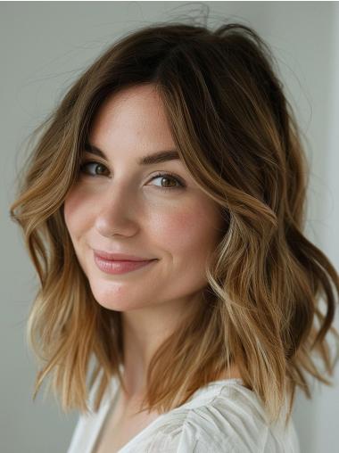 12" Stynthetic Wig Wavy Shoulder Length  Without Bangs