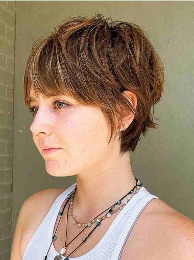 Short Boycut Wig 4" Straight Synthetic Lace Front Hair