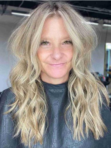 Long Blonde 16" Wavy Synthetic Wig Lace Front – No Bangs