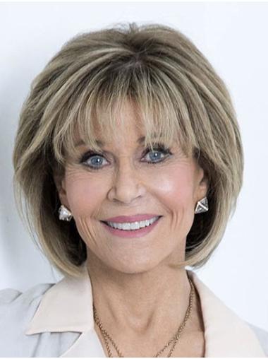 Straight Blonde Bob Synthetic Wigs 12" Chin Length Stylish