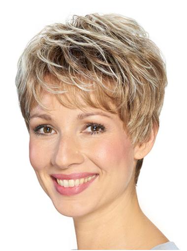 Capless Synthetic Wig 8" Wavy Short Boycut Ombre Two Tone Style