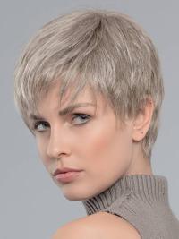Short Boycut Synthetic Wig 6" Straight Grey Capless Cap