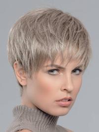 Short Boycut Synthetic Wig 6" Straight Grey Capless Cap
