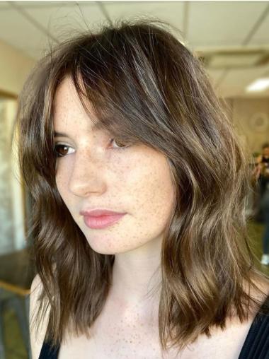 Brown Synthetic Bob Wig 12" Shoulder Length Wavy Lace Front