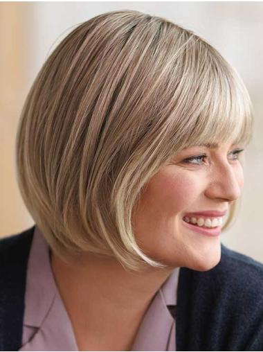 Straight Blonde Bob Wig – Chin-Length Synthetic Hair