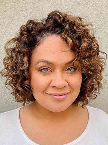 Blonde Curly Short Bob Wig 8" Lace Front Synthetic Hair