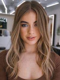 Long Blonde 16" Straight Synthetic Wig Without Bangs For Sale