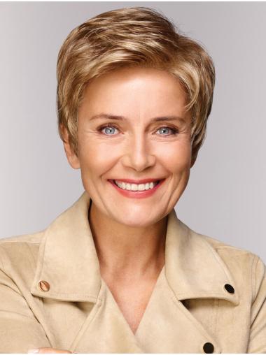 Ladies Wavy Short Blonde Capless Lace Wig Synthetic Hair