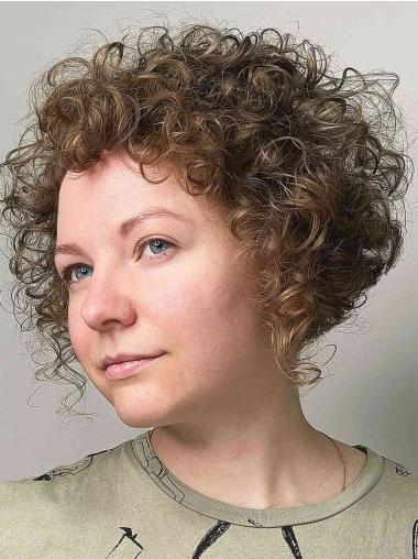Short Bob Wig 8" Lace Front Blonde Curly Synthetic Hair