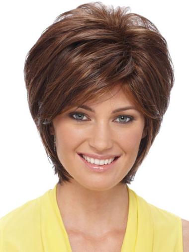 Short Layered  Beautiful Synthetic Wigs for Elderly Women
