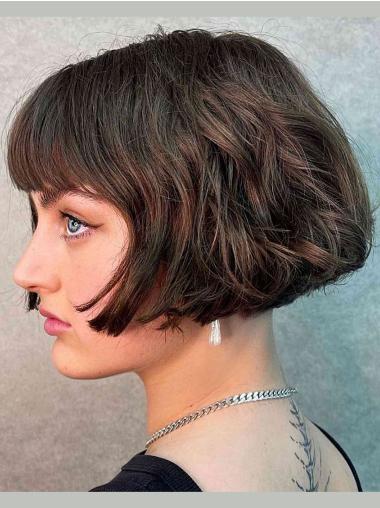 Brown 8" Short Bob Wig  Straight Synthetic Hair Wholesale