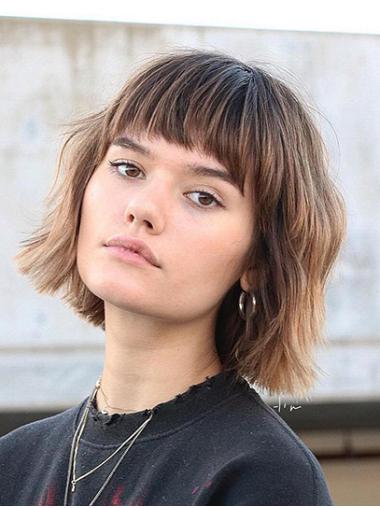 10" Brown Wavy Bob Wig for Ladies Synthetic Hair