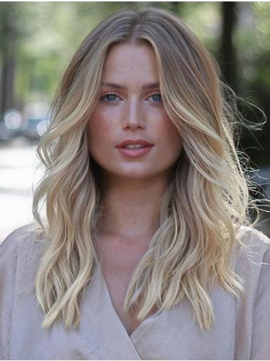 Women's 16" Long Blonde Synthetic Wig – Monofilament No Bangs