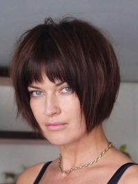 Auburn 8" Short Bob Lace Front Straight Synthetic Wigs