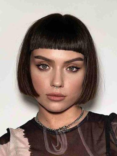 8" Short Bob Wig Black Straight Synthetic Wigs Near Me