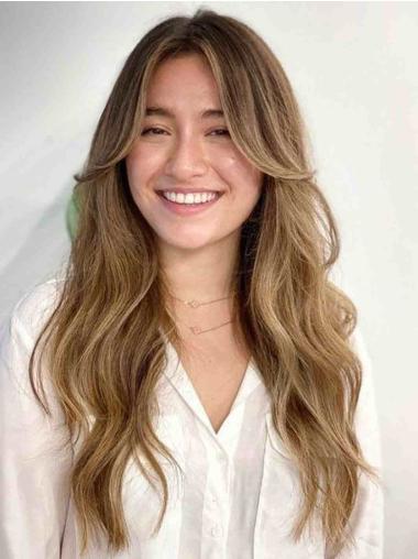 20" Blonde Lace Front Straight Wig - Layered Synthetic Hair for Ladies