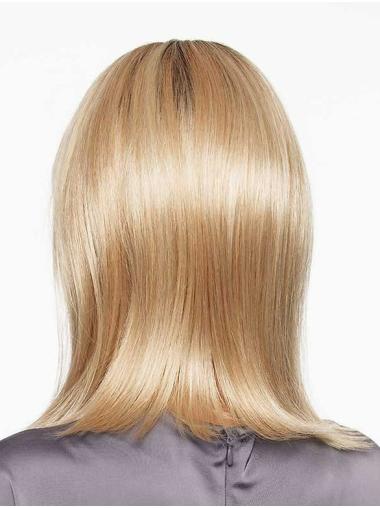 Medium Straight Layered Blonde Wig – Monofilament, Synthetic for Women