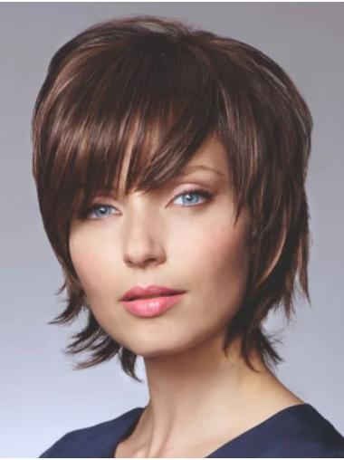 Short Brown Bob Wig 8" - Straight Hairstyle for Women