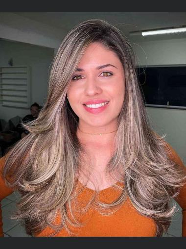 16" Long Grey Straight Lace Front Synthetic Wigs - 2025 New