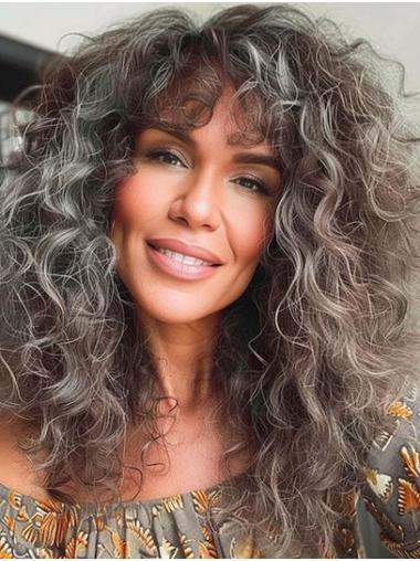 Grey Lace Front Wig – Long Curly Style, Monofilament Design for Comfort