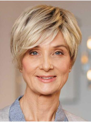 Blonde Hand-Tied Boycut Wigs – 100% Synthetic, Short Straight Style for Women