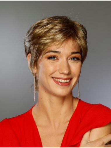 Short Blonde Boycut Wig – 100% Hand-Tied Straight Synthetic Hair for a Natural Look