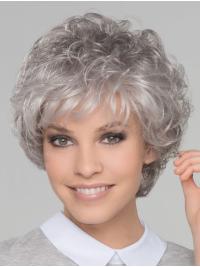 8" Short Curly Grey Wig Lace Front Natural Look Wigs