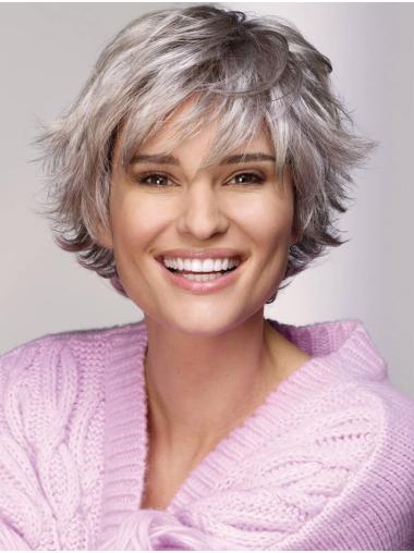 Grey Wavy Wig Short Salt and Pepper Hairstyle Lightweight Synthetic