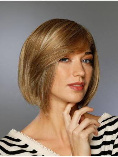 100% Hand-Tied Synthetic Straight Blonde Bob Wig Chin Length Incredible Style