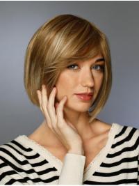 100% Hand-Tied Synthetic Straight Blonde Bob Wig Chin Length Incredible Style