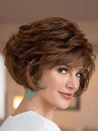 Brown Synthetic Bob Wig Short Wavy Classic Style